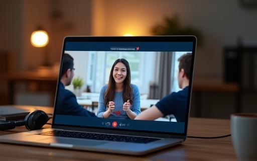 Cours de français en visioconférence sur ordinateur portable